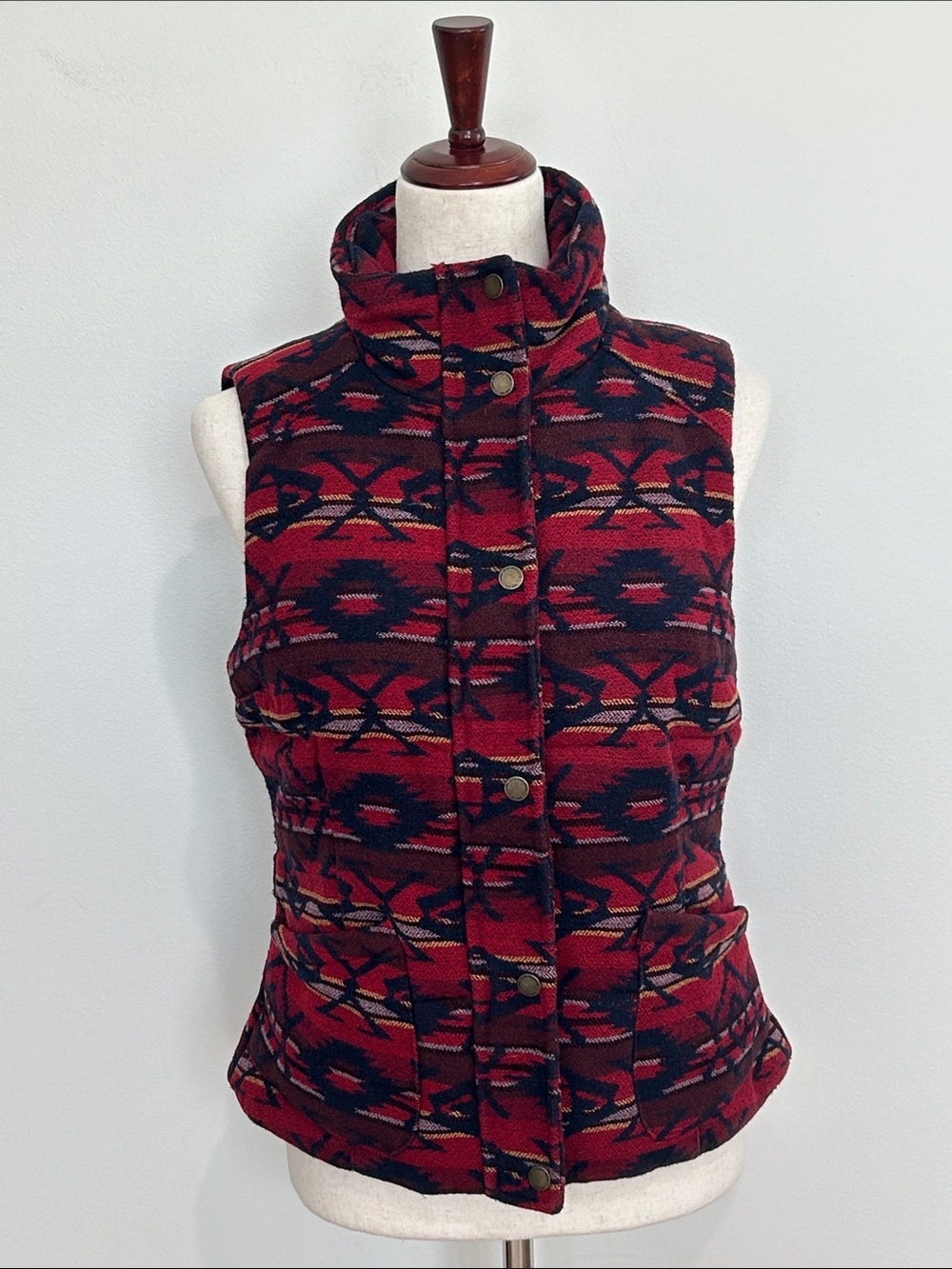 LOGG by H&M Sleeveless Quilted Southwestern Aztec Wool Blend Vest Size 8 EUC